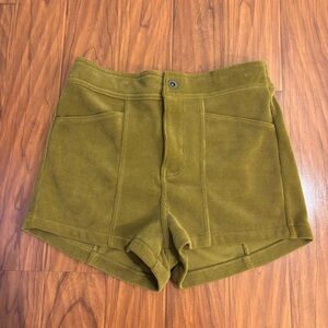 Prana Deja View High Waist Corduroy Shorts Retro Olive Womens Small